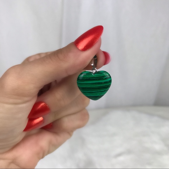 🚫SOLD🚫 NWOT Malachite Heart Shaped Pendant Green - Picture 10 of 16